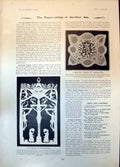Antique Old Print Paper Cutting Another Age Example Marquise De Sommerez 1904