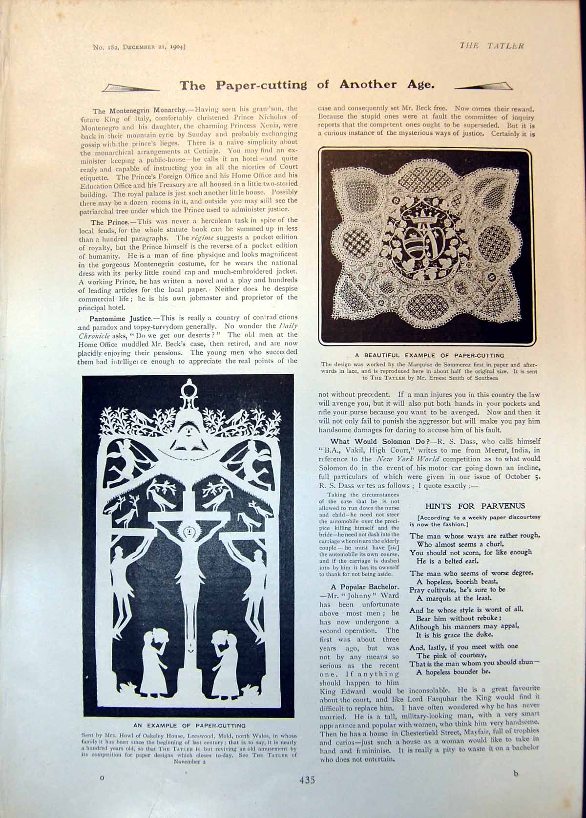 Antique Old Print Paper Cutting Another Age Example Marquise De Sommerez 1904