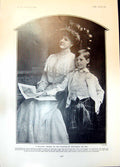 Antique Old Print Countess Northbrook Son Rural Tea Party Pet Rabbits 1904 20th