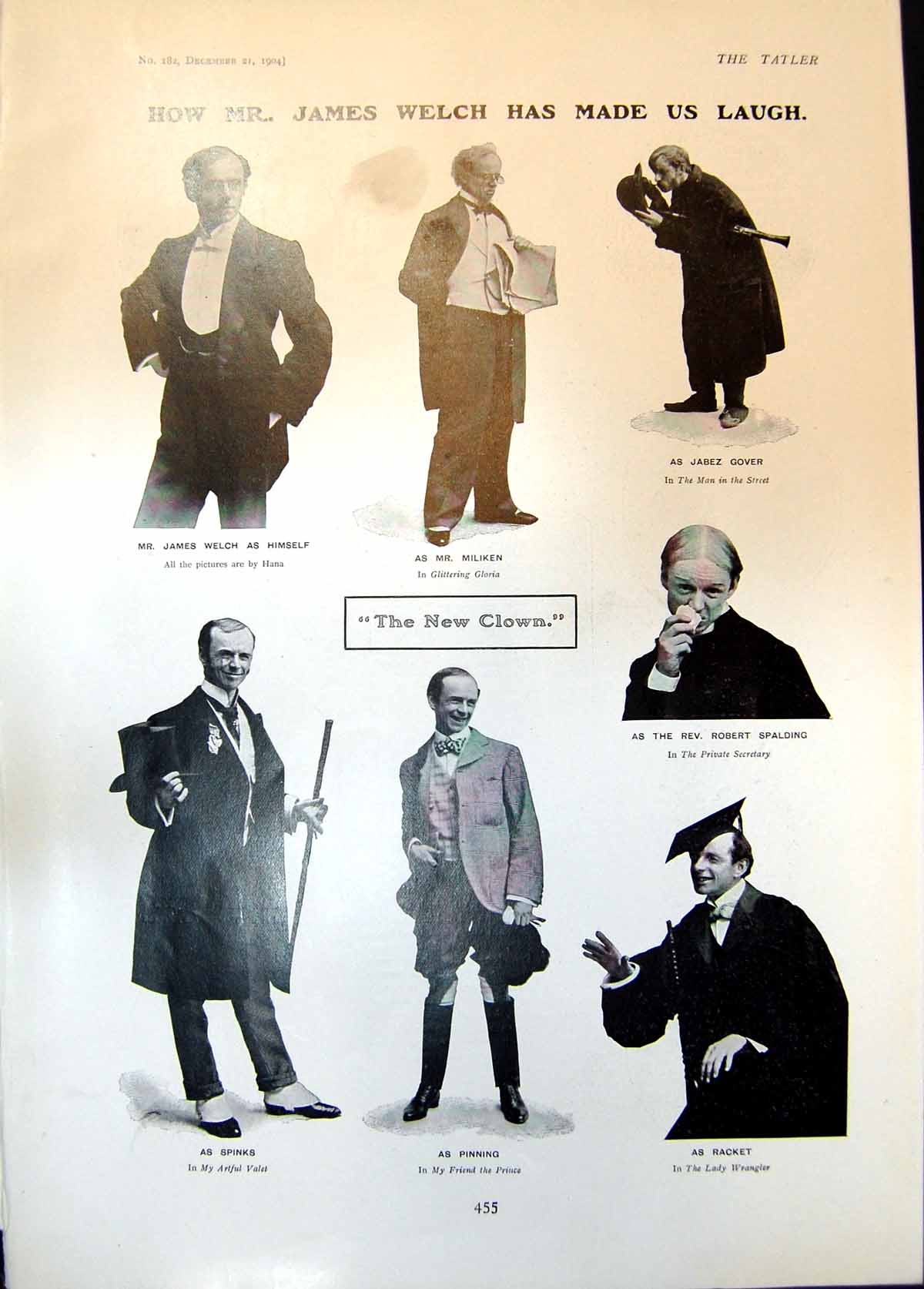 Old Print James Welch Pinning Rachel Lowe Fanny Dango Empsie Bowman 1904 20th