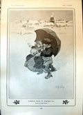 Antique Print Homeward Bound Christmas Eve Dudley Hardy Snow Umbrella 1904 20th