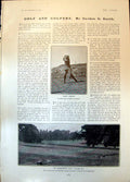 Old Antique Print Golfer Harry Vardon Seventeenth Hole Tooting Bec 1904 20th