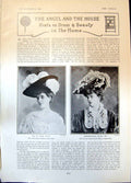 Antique Old Print Hat Black Velvet Periwinkle Velvet Hat Dinner Dress 1904 20th
