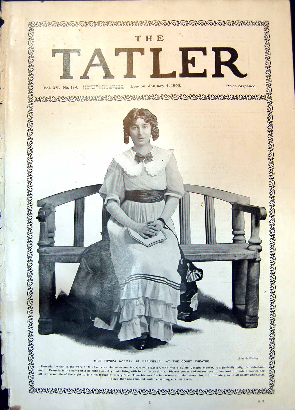 Old Miss Thyrza Norman Prunella Court Theatre L Housman G Barker 1905 20th