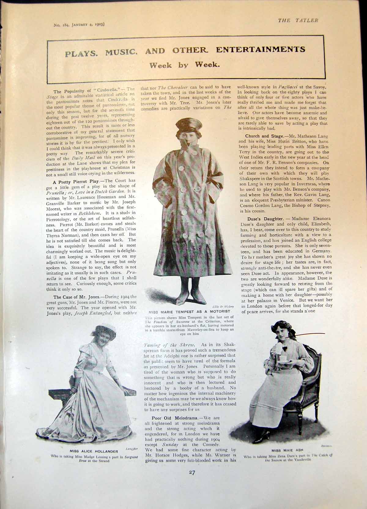 Old Marie Tempest Alice Hollander Lady Janes Christmas Party Garrick1