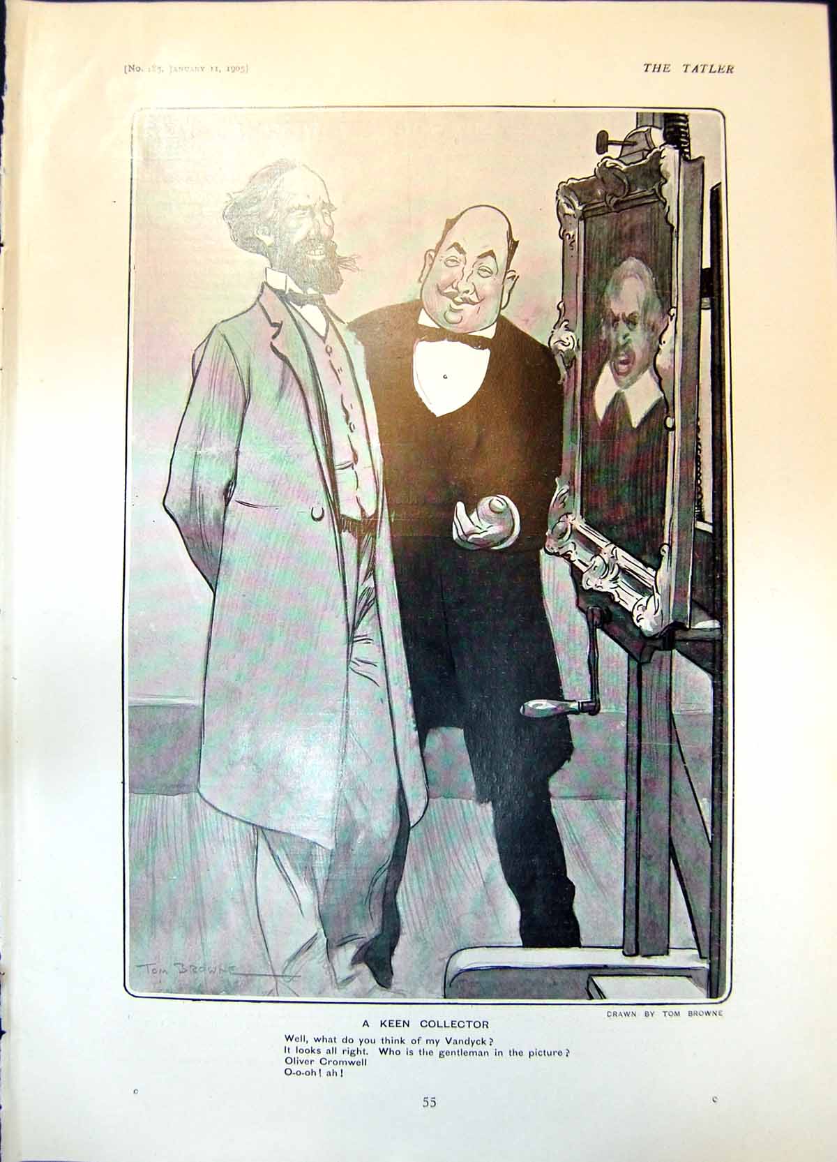 Antique Print Keen Collector Tom Browne Oliver Cromwell Madame Stossel 1905