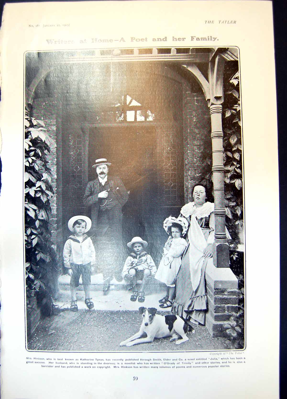 Old Mrs Hinkson Katharine Tynan Novelist Julia Cat Rabbit Tortoise 19 20th
