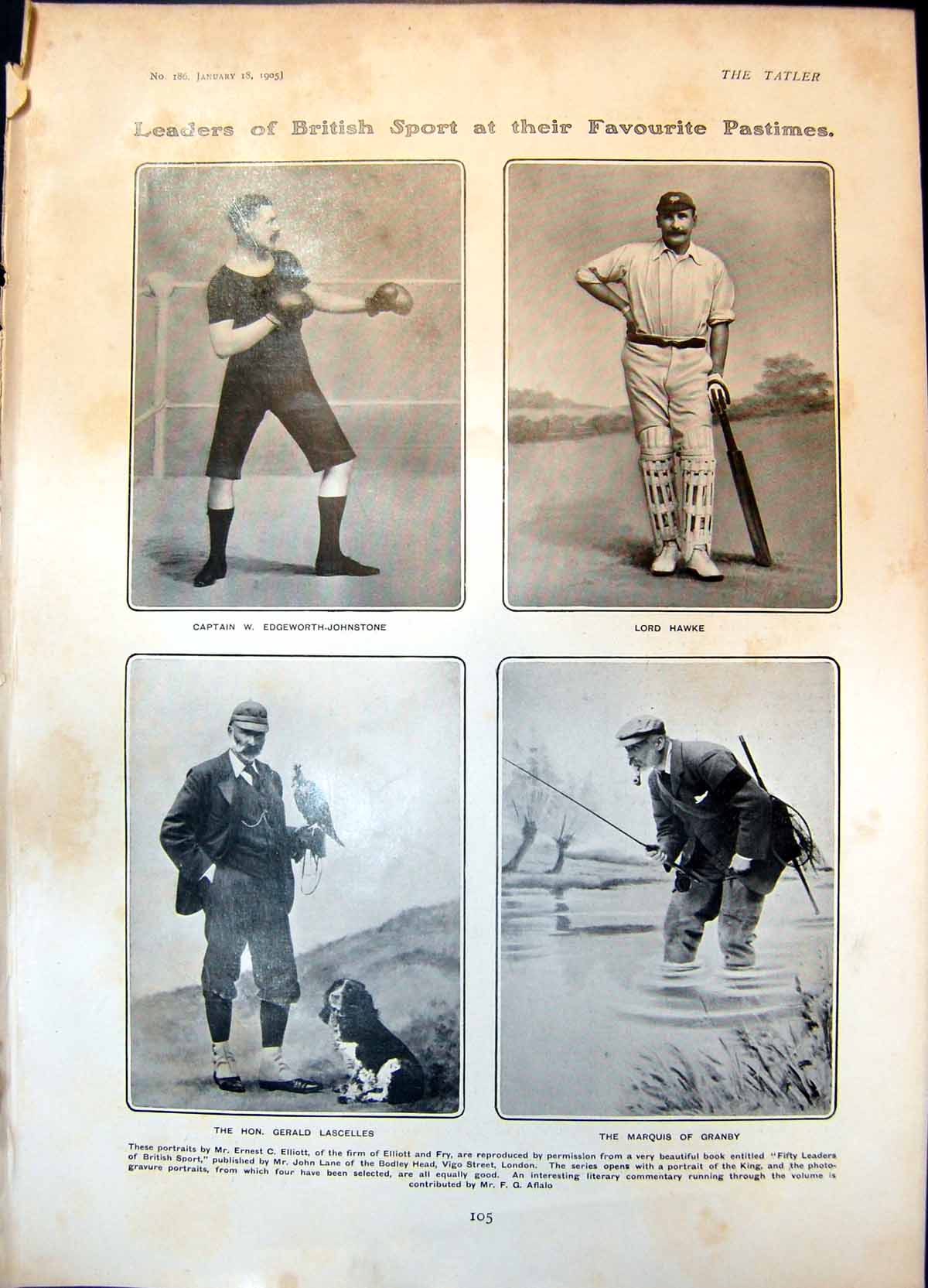 Antique Print Lord Hawke Marquis Granby Gerald Lascelles Edward Miles 1905 20th