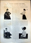 Old Print What Costume Best Riding Habit Golfer Widow Evening Dress 1905 20th