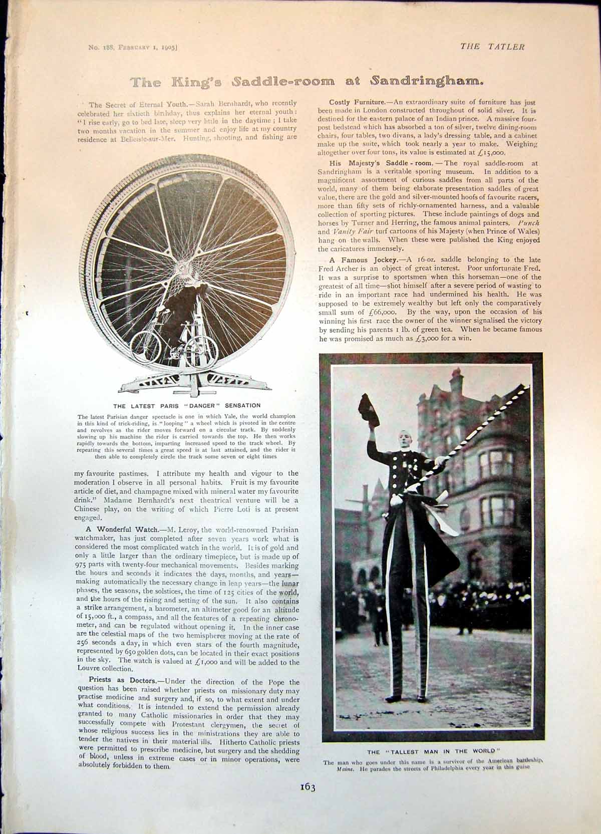 Old Print Paris Trick Riding Wheel Much Ado About Nothing Basil Gill 1905 20th