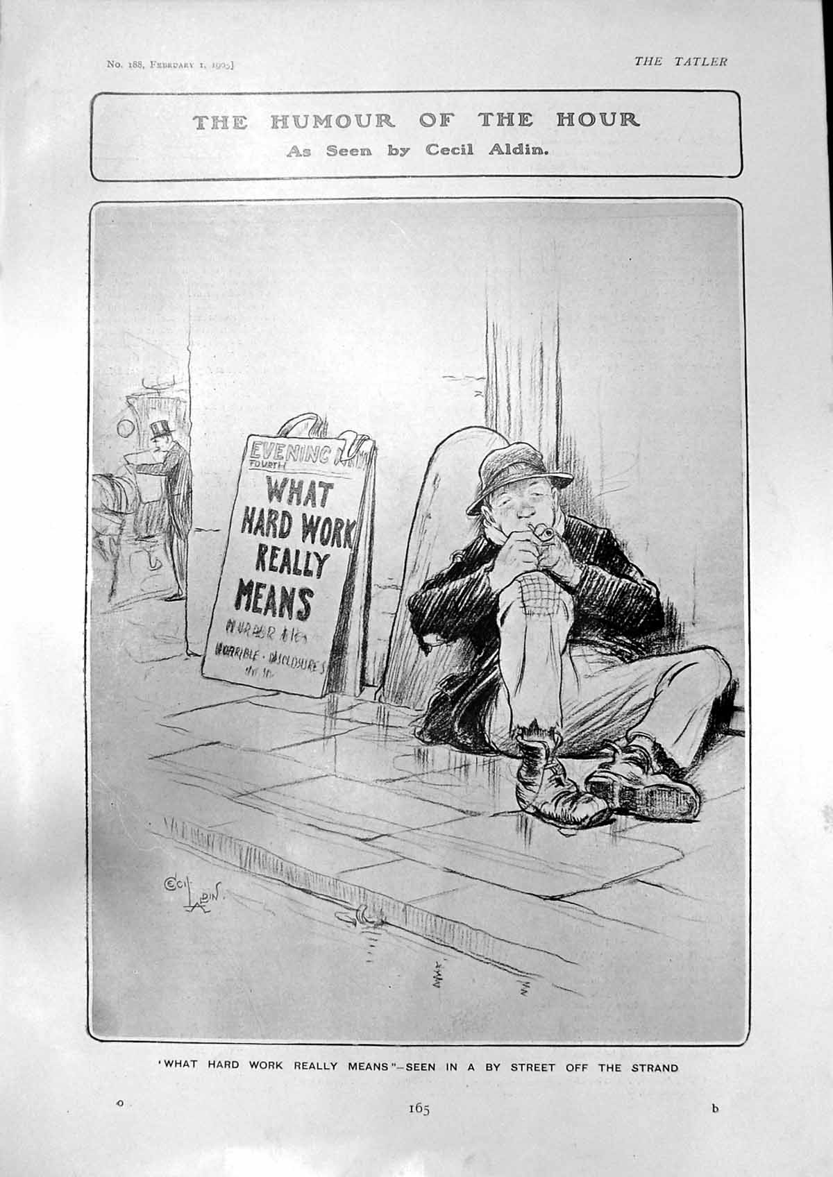 Antique Old Print Humour Hour Cecil Aldin What Hard Work Really Means 1905 20th