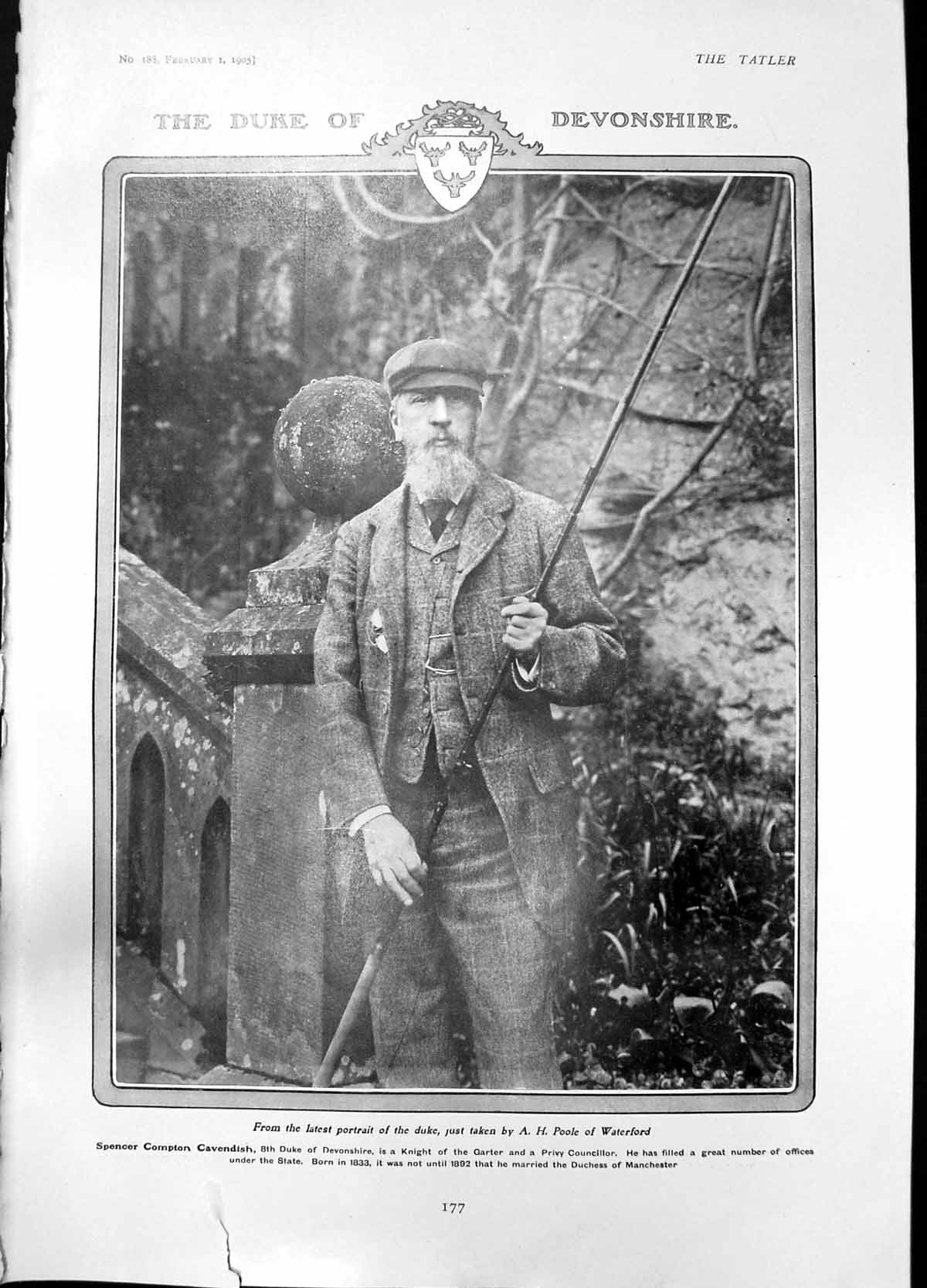 Old Print Duke Devonshire Spencer Cavendish Days Youth Auntie Jimmy 1905 20th