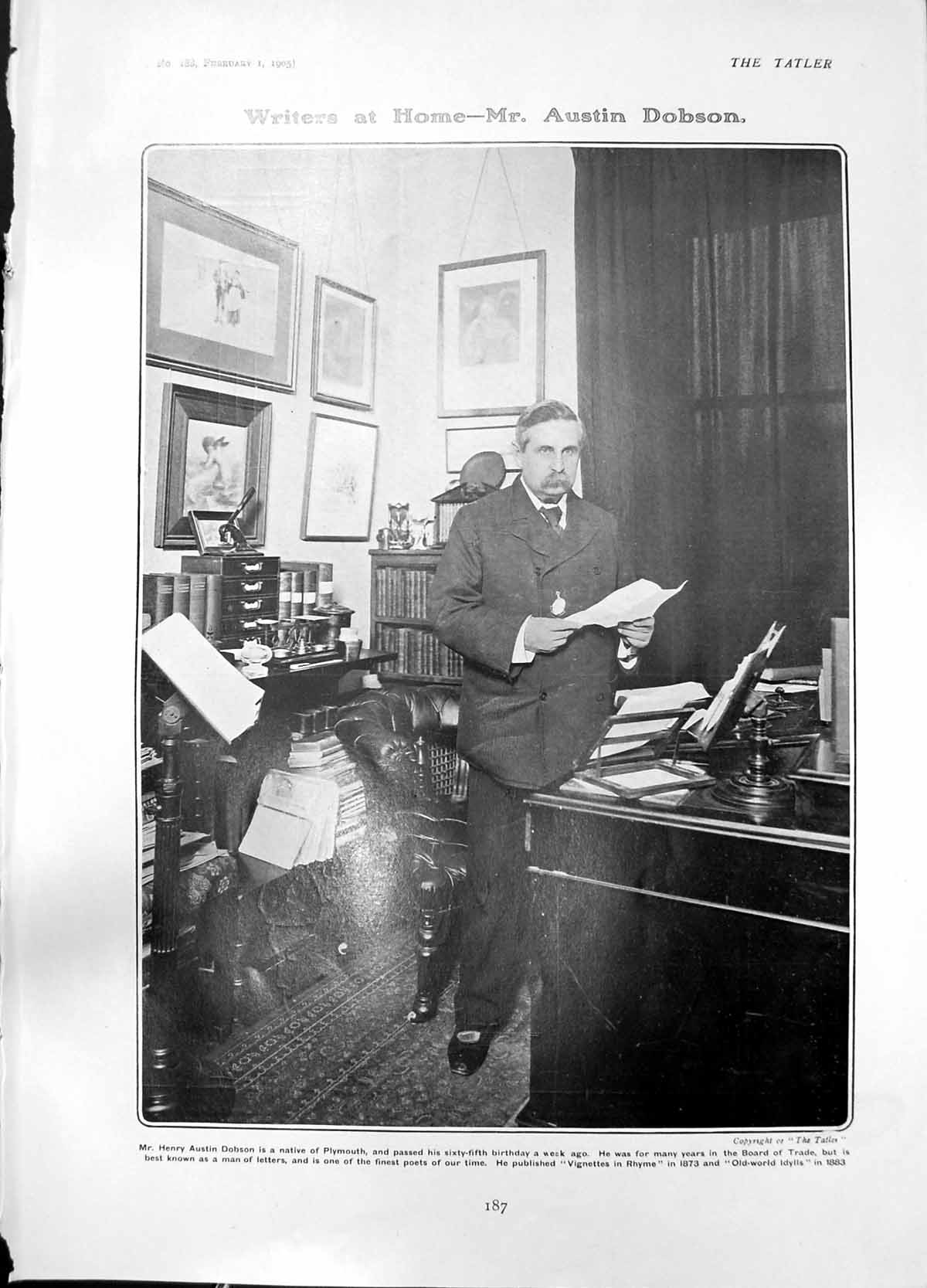 Old Writers Home Henry Austin Dobson Tattiebogle Tales Children 1905 20th