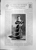 Old Antique Print Dinner Dress Blouse Blue Cloth Grey Crepe De Chine 1905 20th