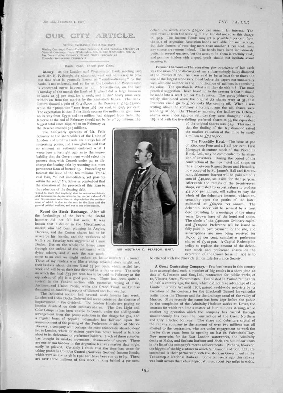 Original Old Antique Print Sir Weetman Pearson Bart House Annual 1905 20th