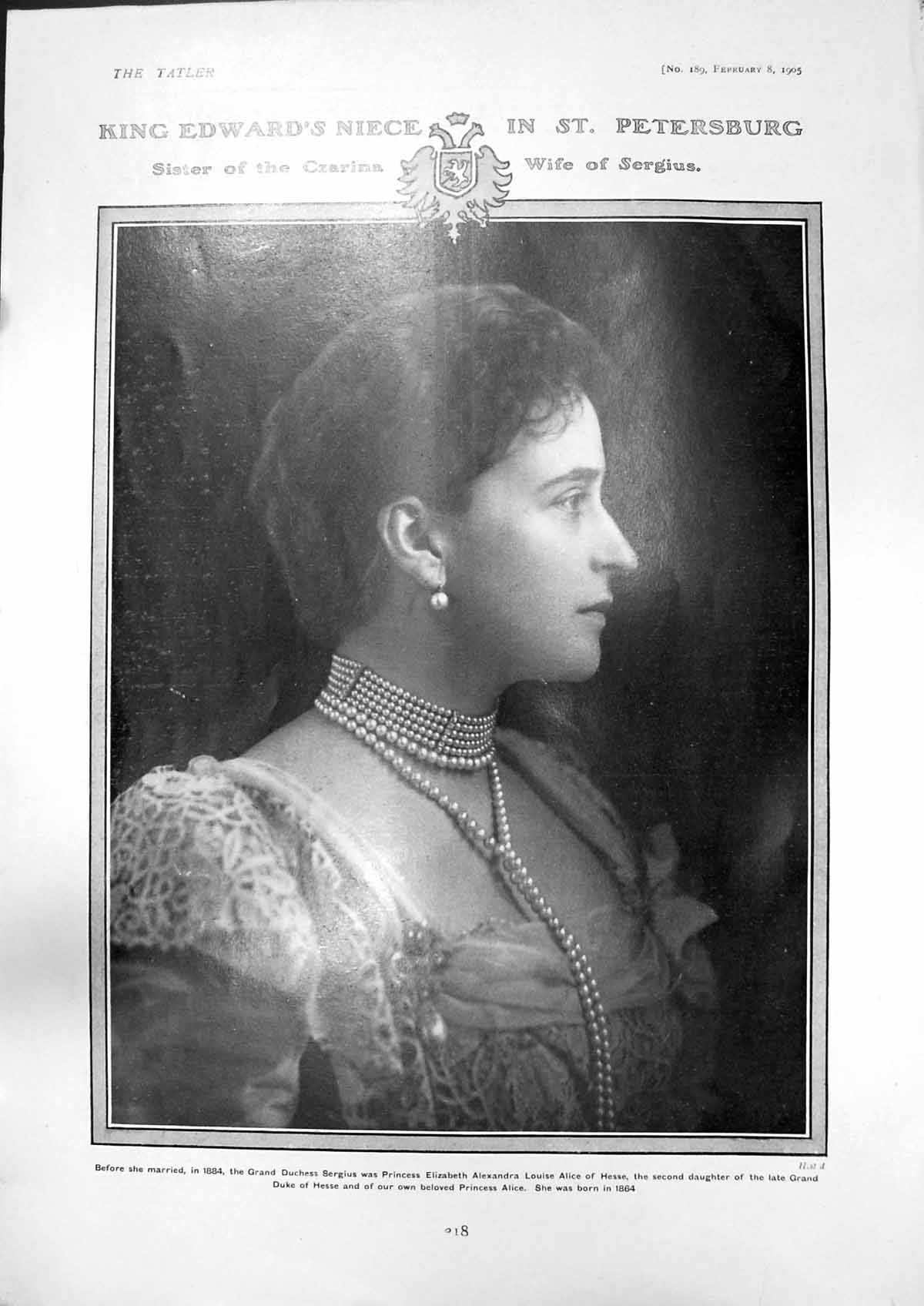 Old Duchess Sergius King Edwards Niece Sister Czarina Art Sleeping 19 20th