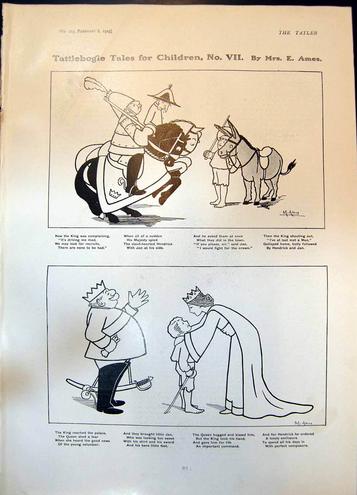 Old Antique Print Tattiebogle Tales Children Mrs E Ames Mummy Child 1905 20th