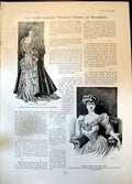 Old Print Theatre Coat Dinner Gown Carved Walnut Coffer Mirror Frame 1905 20th