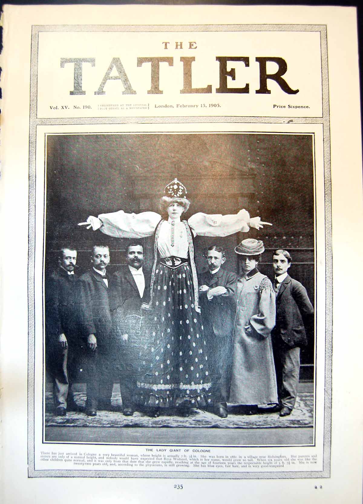 Old Antique Print Lady Giant Cologne Rosa WedstedFt 3.5 Ins Tall 1905