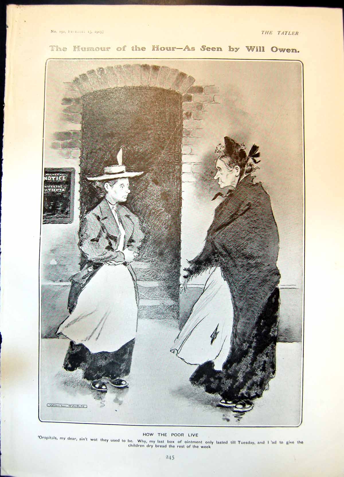 Old Antique Print Humour Hour Will Owen How Poor Live Ointment Bread 1905 20th