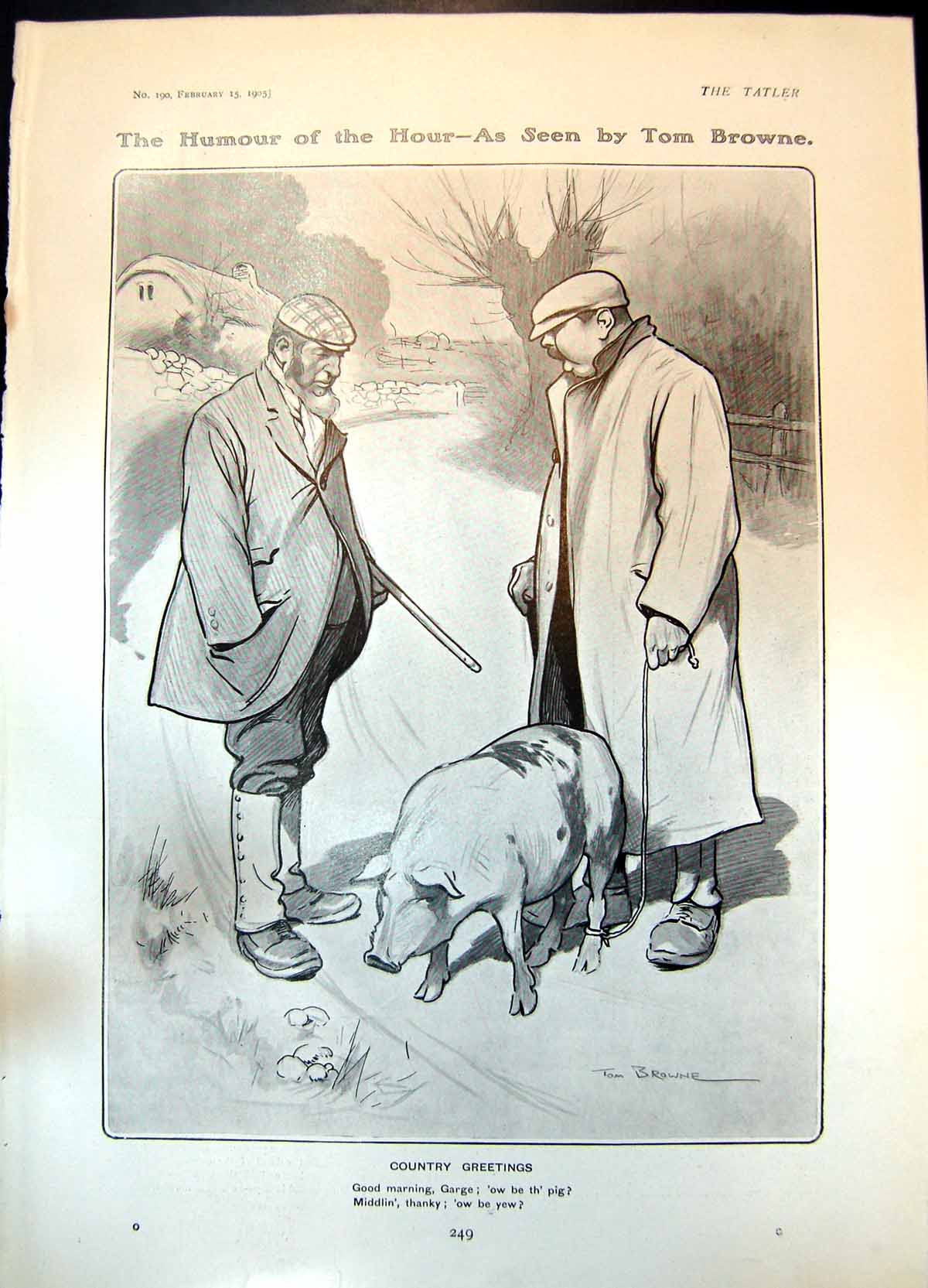 Old Humour Hour Tom Browne Country Greetings King Alfonso Spain 1905 20th