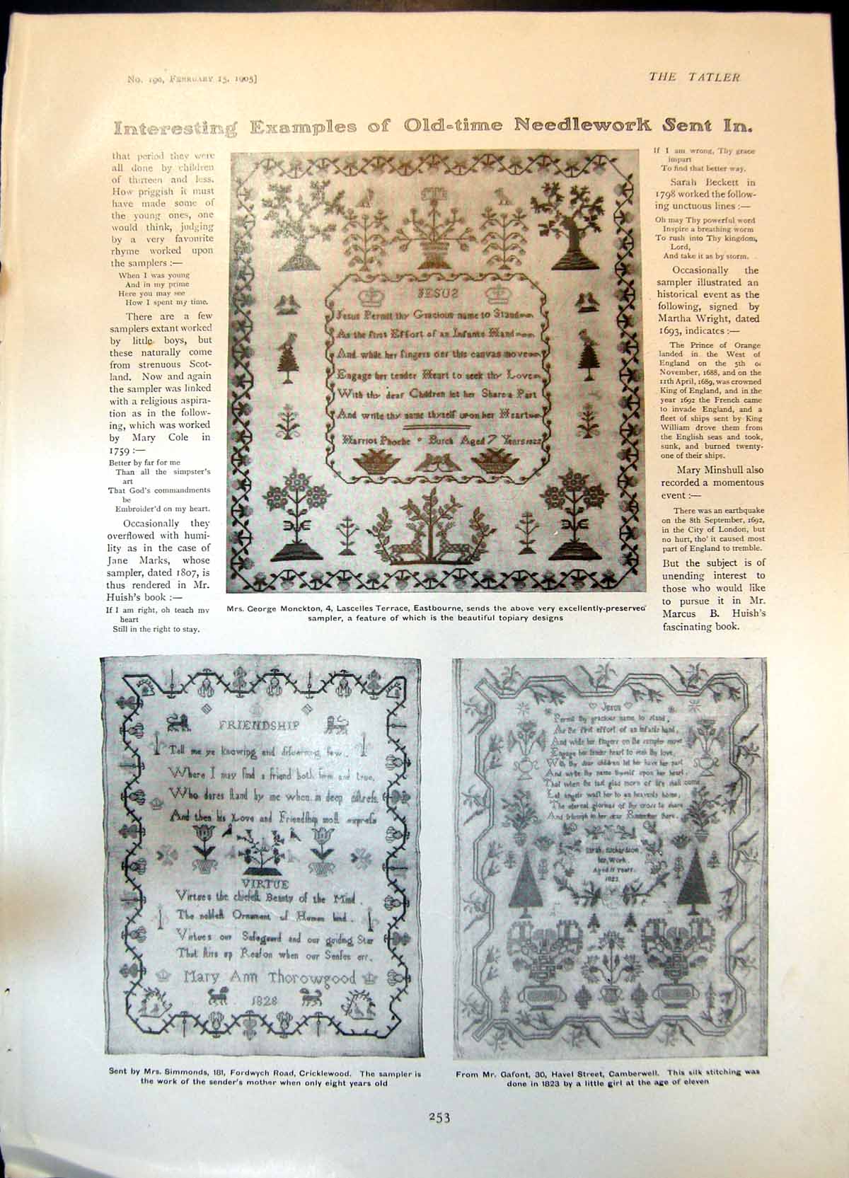 Antique Old Print Examples Time Needlework Fire Test New York Skyscraper 1905