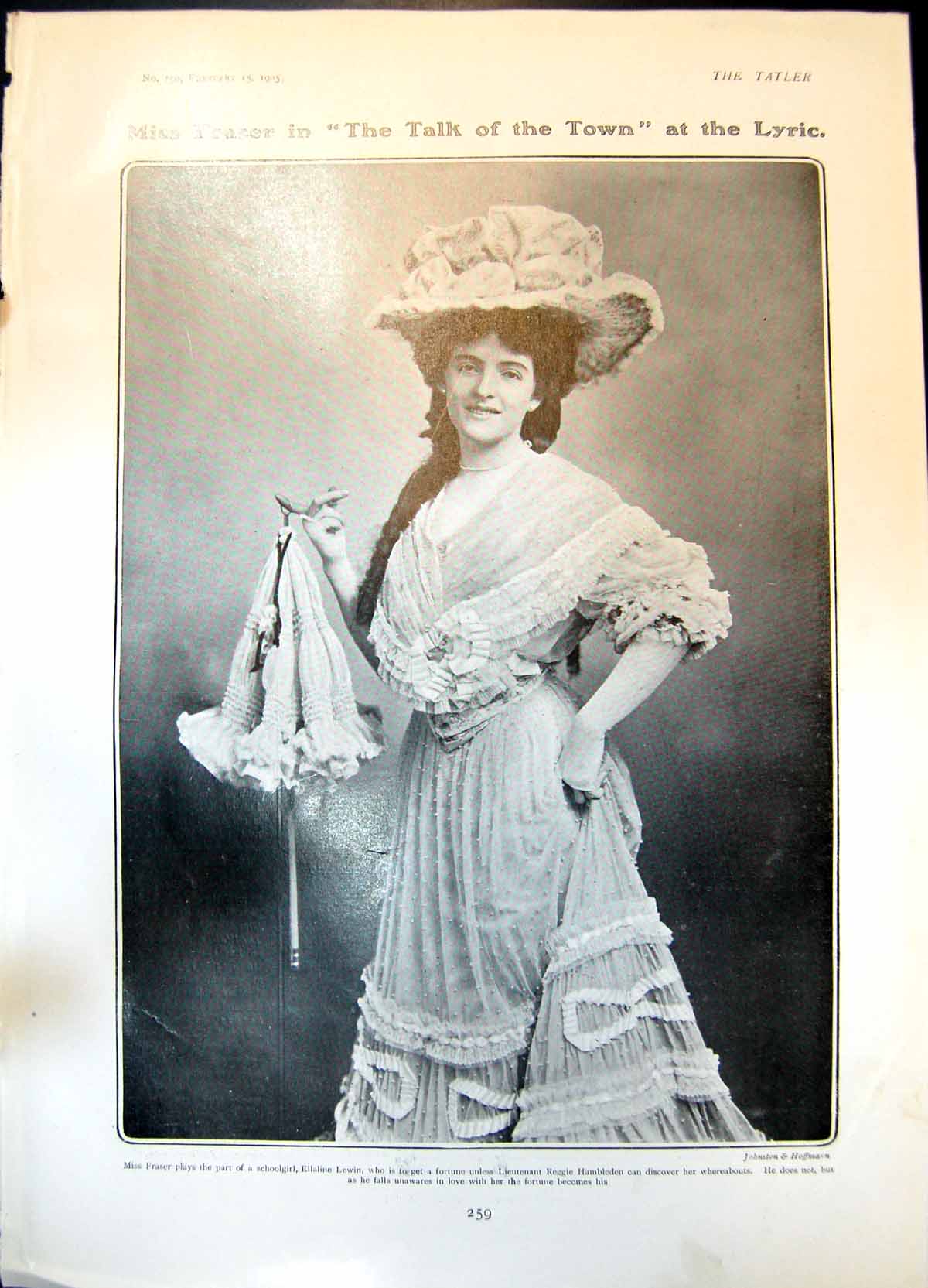 Old Print Miss Fraser Talk Town Lyric Village Players Hildenborough 1905 20th