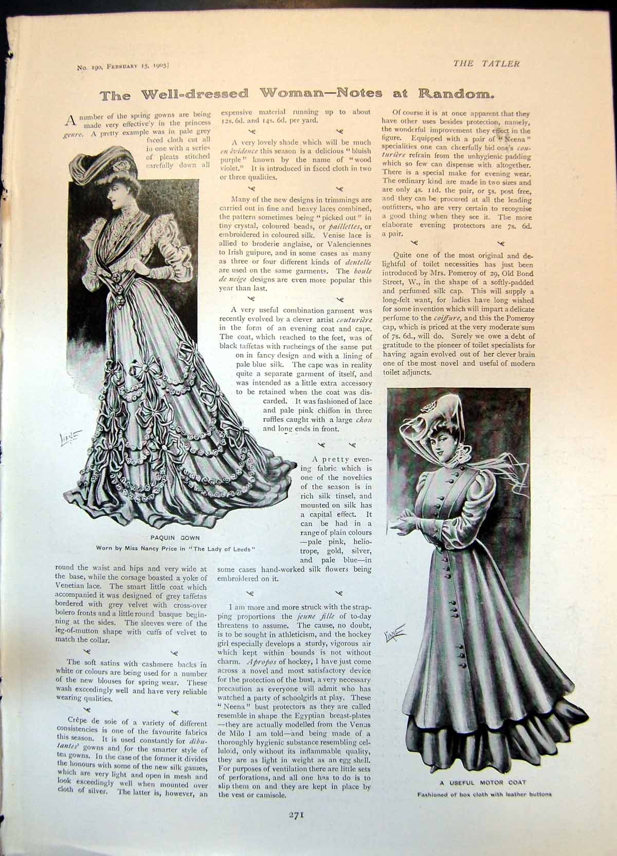 Antique Print Paquin Gown Motor Coat Carved Oak Cabinet 1674 Desk 1696 1905