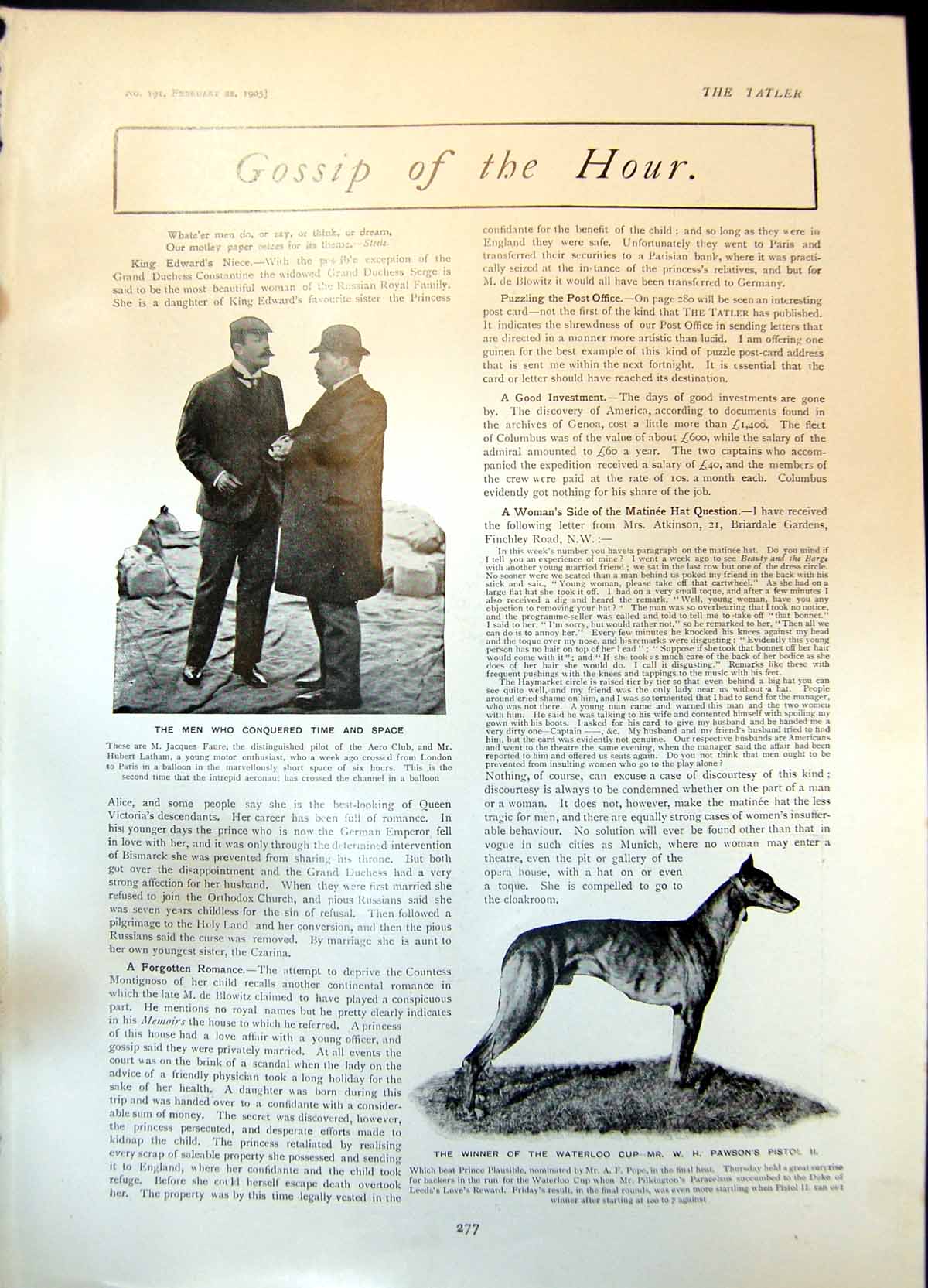 Old Jacques Faure Hubert Latham Balloon W Pawsons Dog Pistol 11 1905
