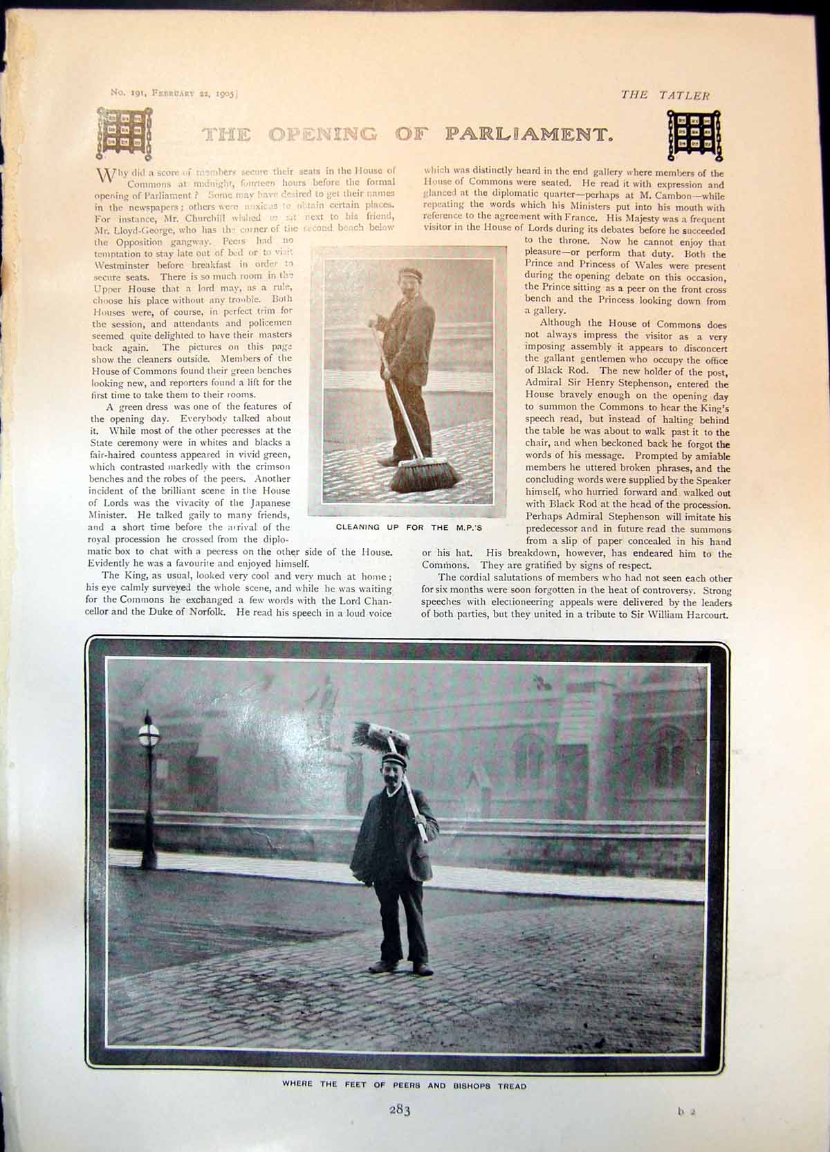 Old Print Cleaning Up Streets Parliament Illustrated Chestnut Poser 1905 20th