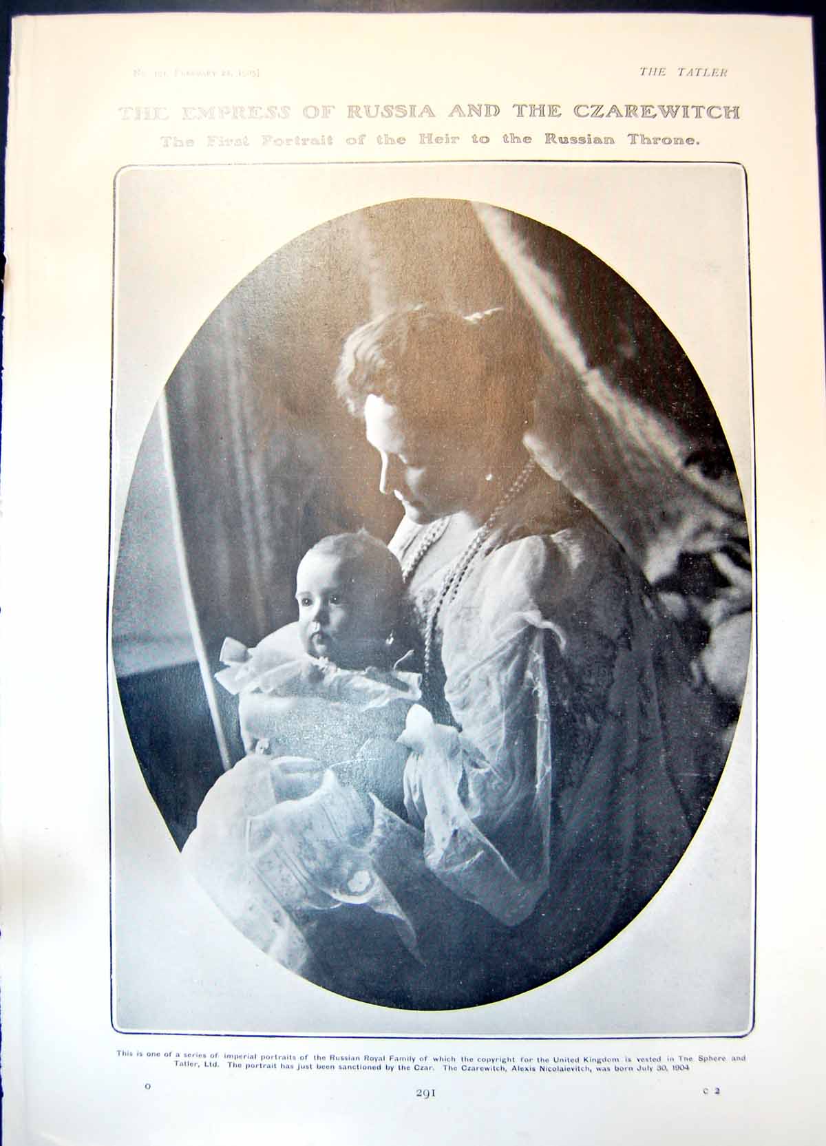 Old Print Empress Russia Czarewitch Baby Alexis Group Heifers Sunset 1905 20th