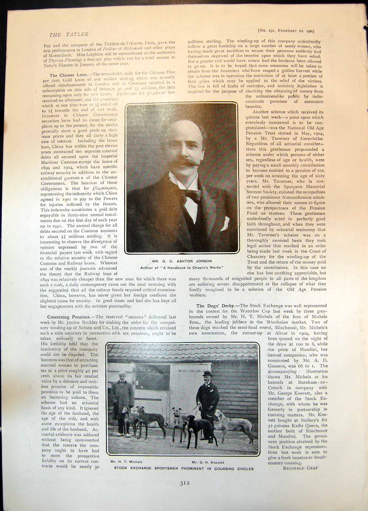 Old G Ashton Jonson H Michels G Knevett Coursing Lord Stalbridge 1905 20th