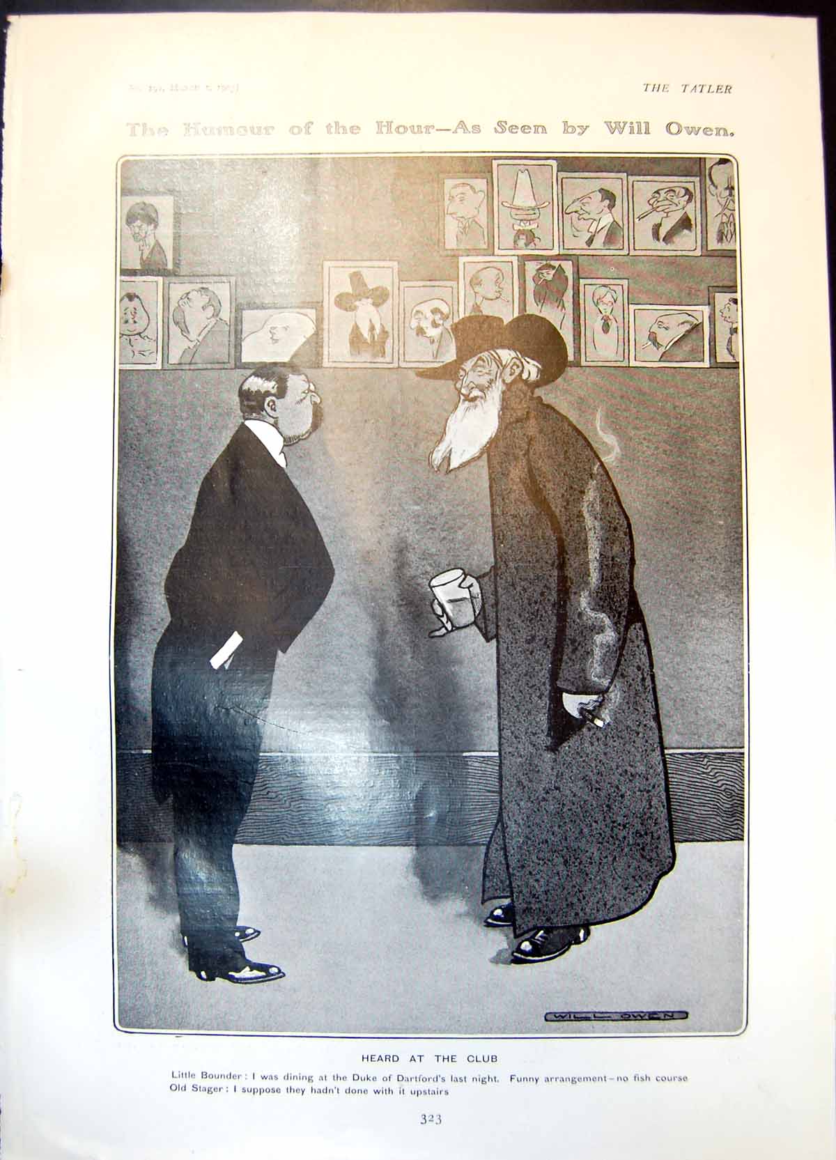 Antique Old Print Humour Hour Will Owen Heard Club Little Bounder Stager 1905