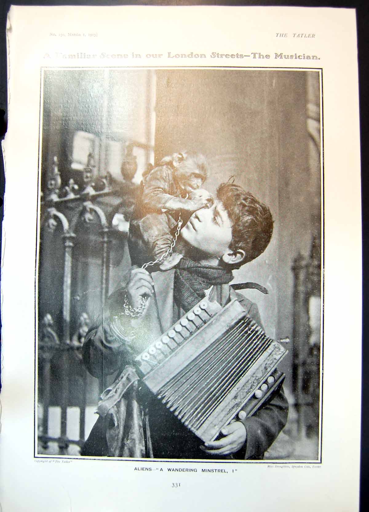 Old Musician London Street Wandering Minstrel Illustrated Chestnut 19 20th
