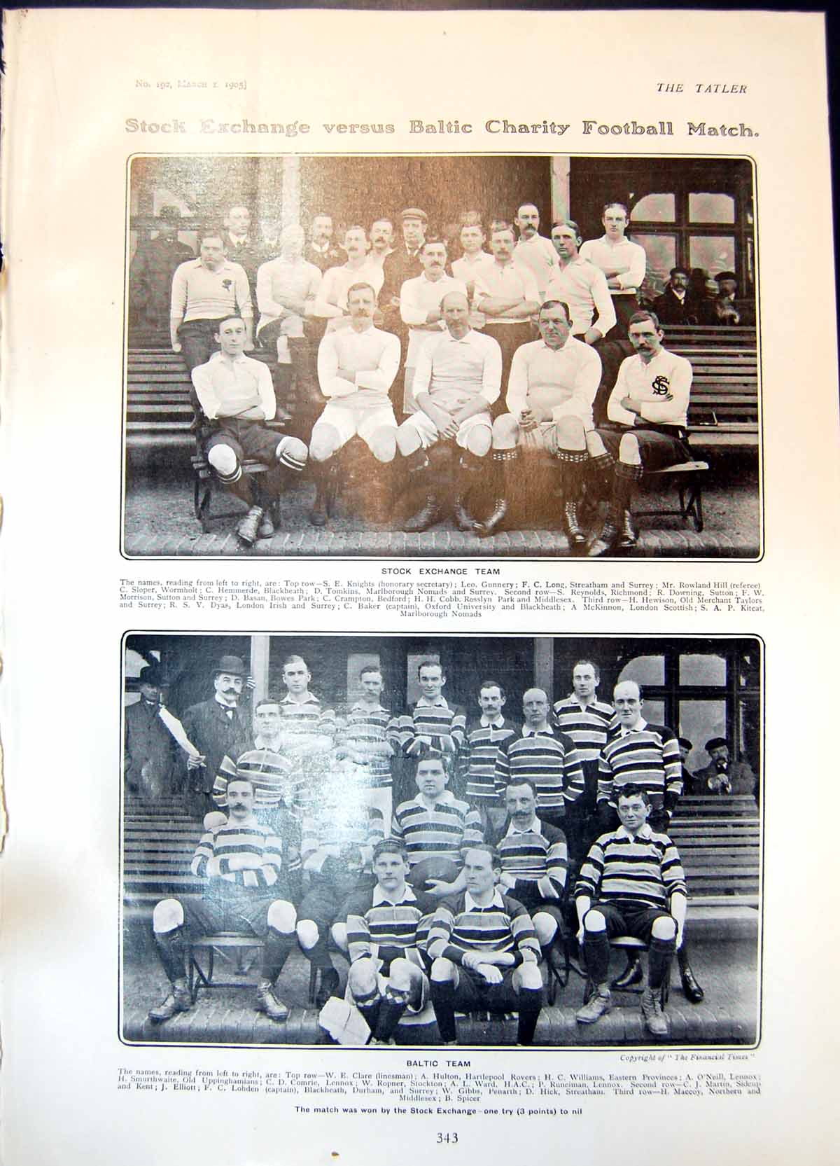 Old Stock Exchange V Baltic Team Football F Rickaby Jockey H Stevenso