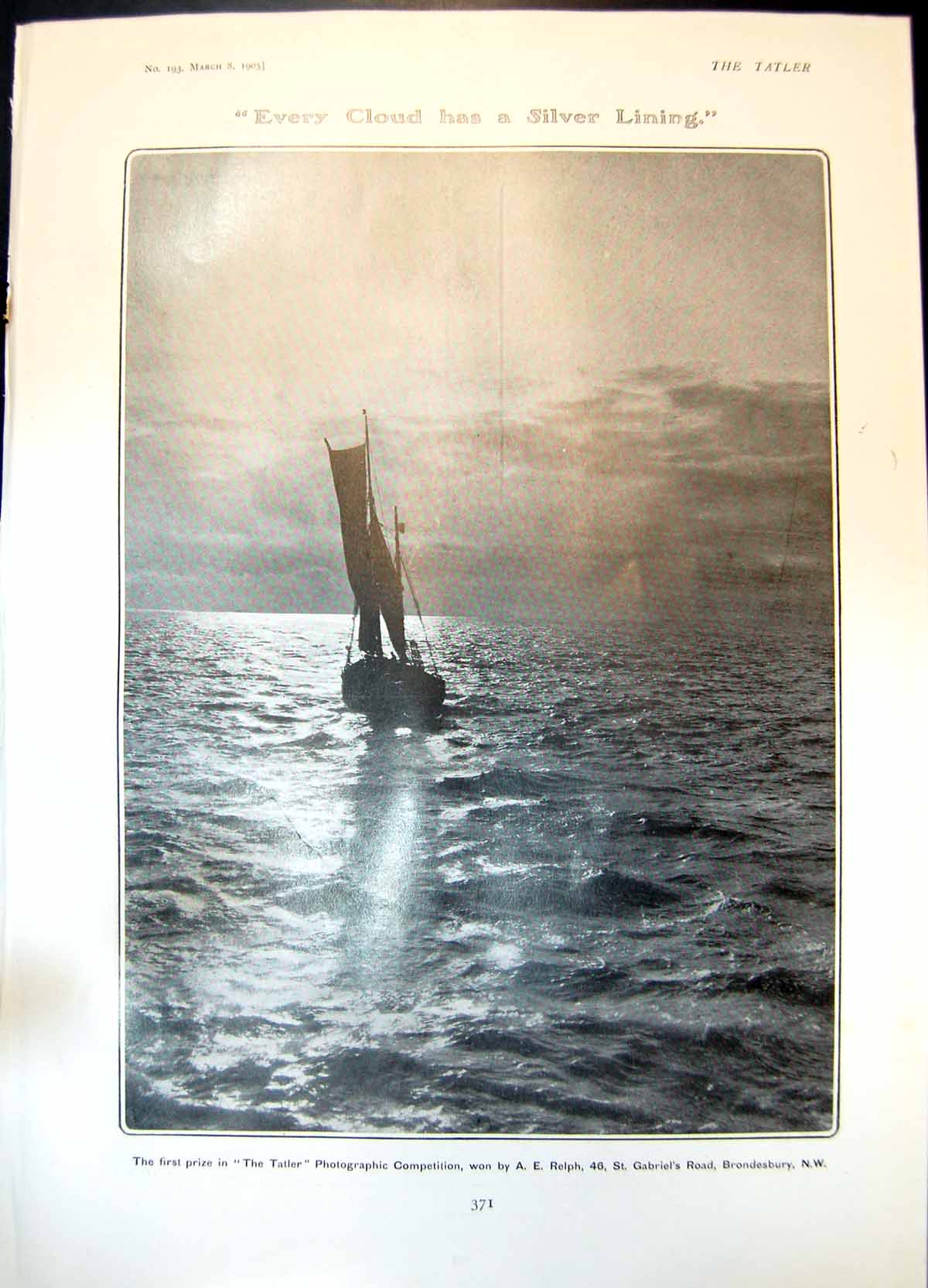 Antique Print Yacht At Sea Peter Pan Duke Yorks Theatre Dorothea Baird 1905