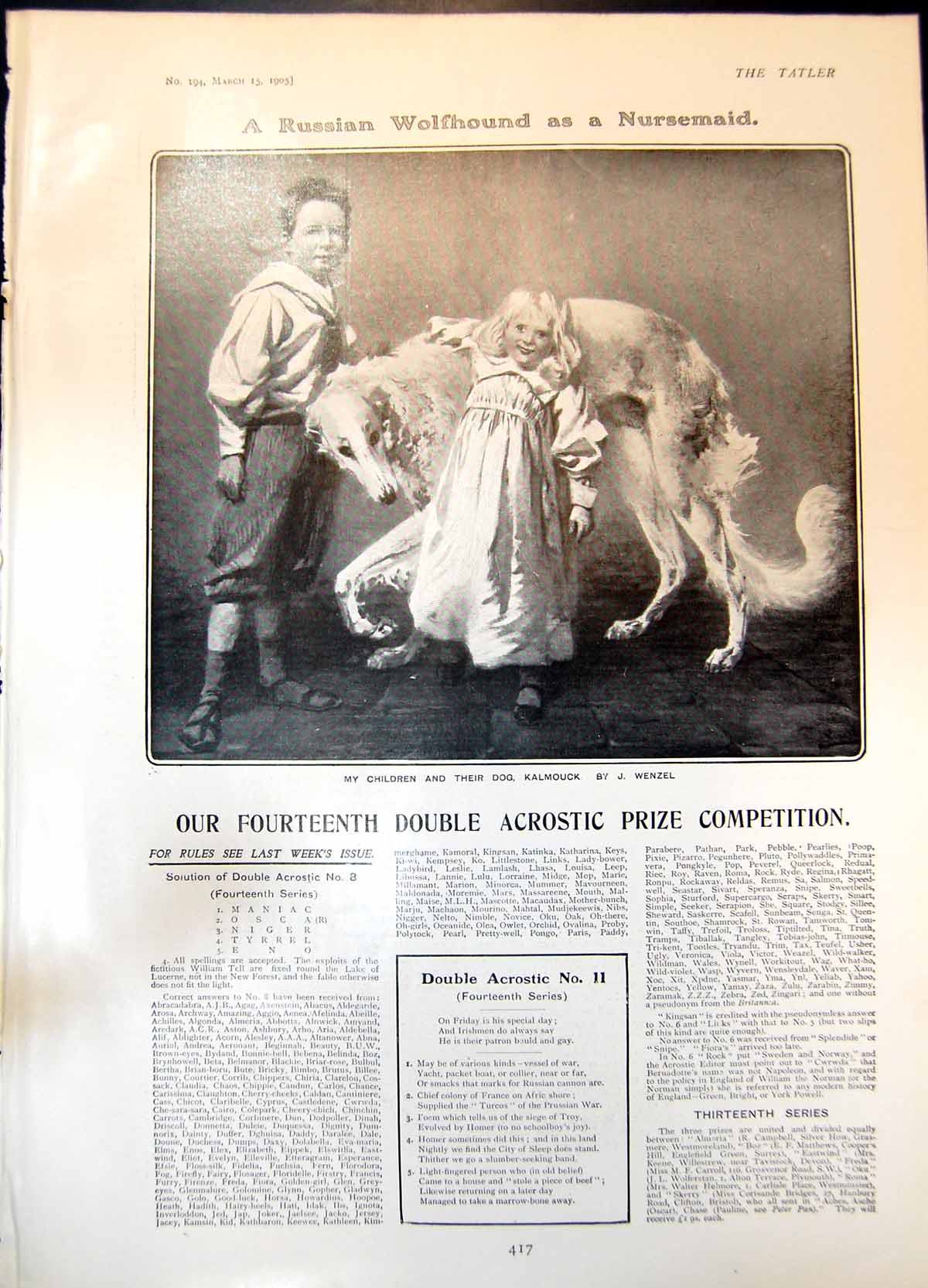 Antique Print Children Dog Kalmouck J Wenzel Oliver Stanton Now As Boy 1905