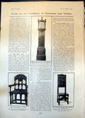 Old Print Queen Anne Clock Oak Chair CharlesGen Hind Earl Cawdor 1905
