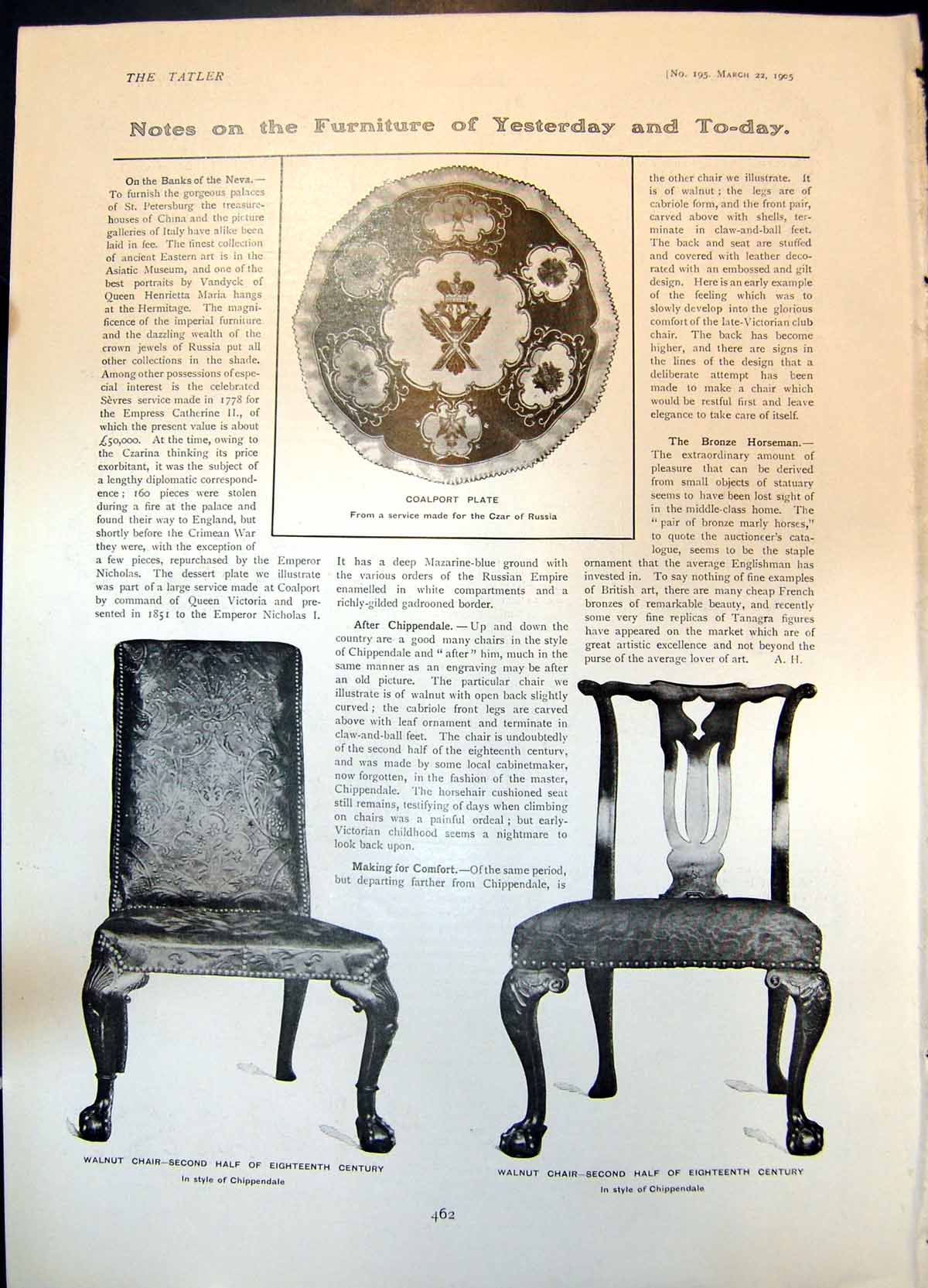 Old Coalport Plate Walnut Chair Chippendale Afternoon Blouse Coat 190 20th