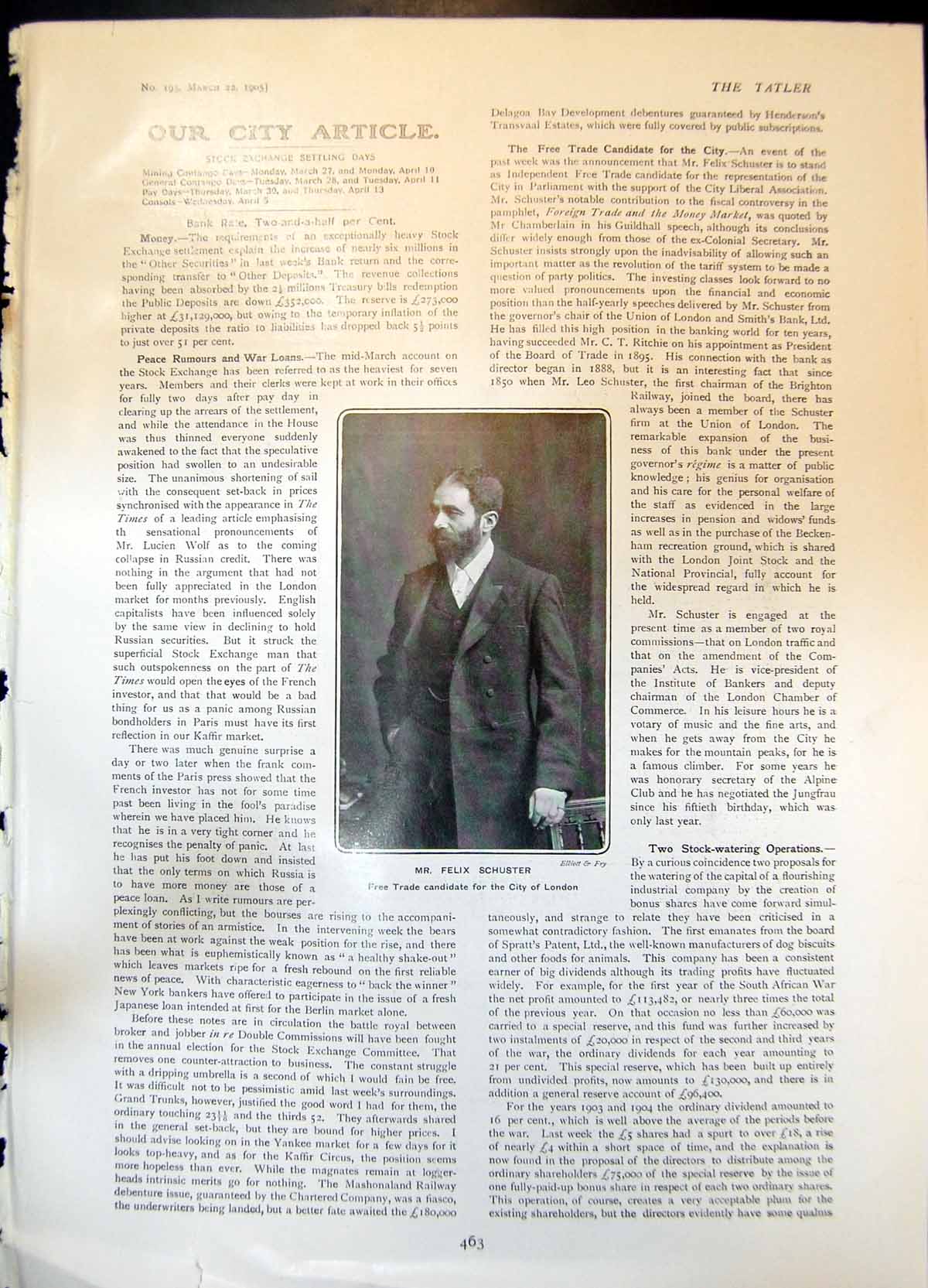 Old Felix Schuster Free Trade London Charles Alford Egyptian Mining