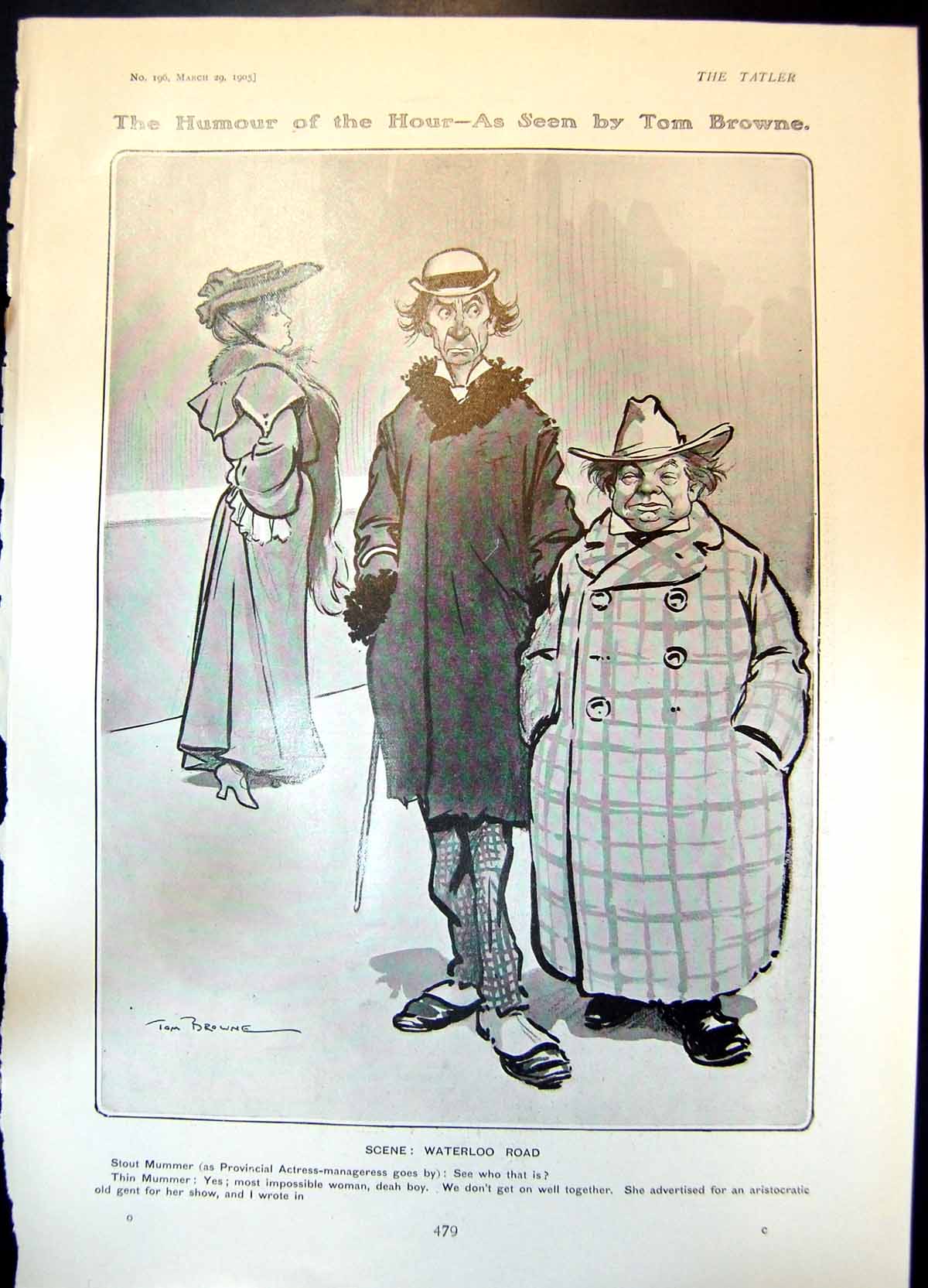 Antique Print Humour T Browne Waterloo Road Emma Countess Ravensworth 1905 20th