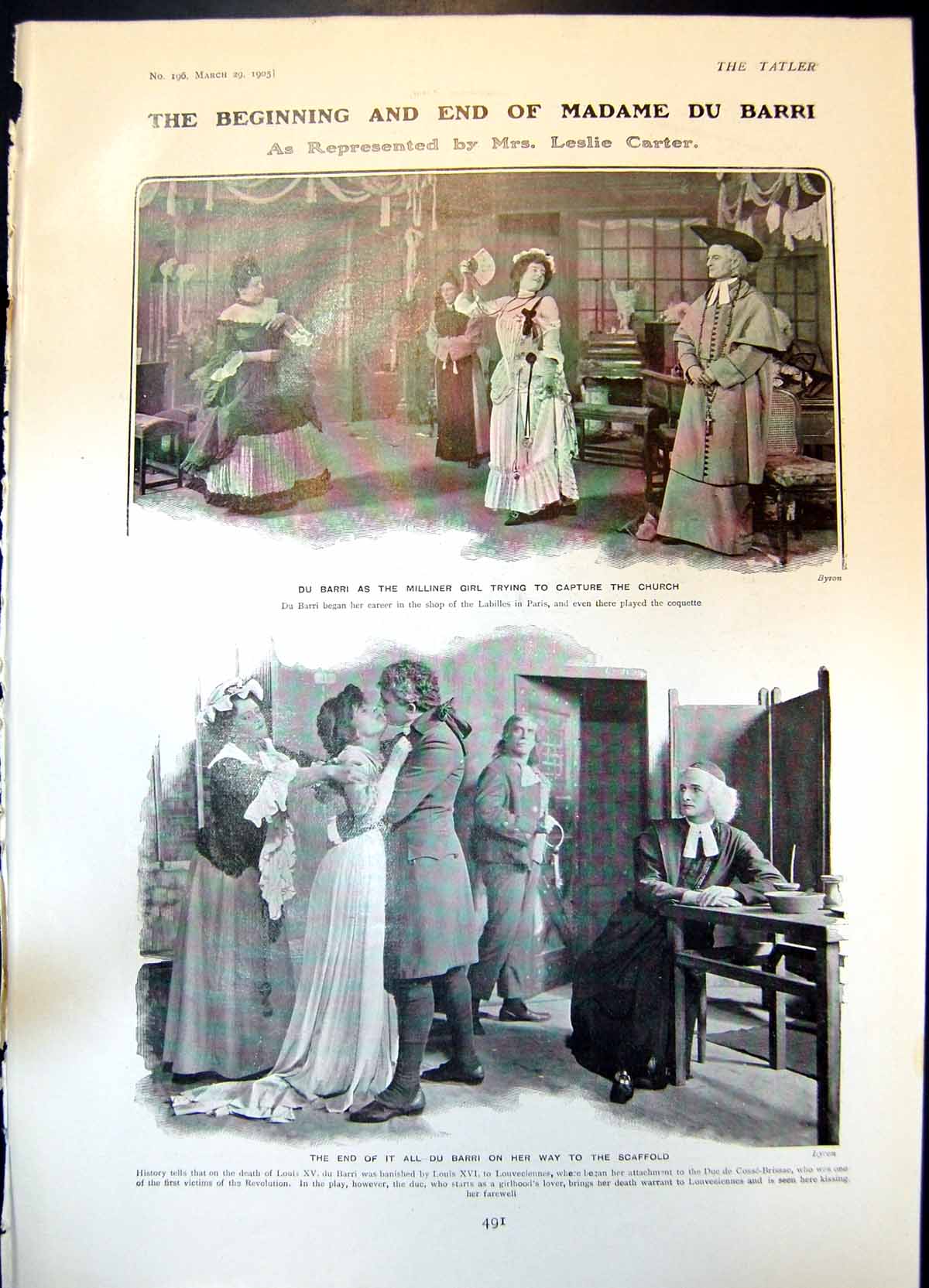 Old Beginning End Madame Du Barri Mrs Leslie Carter Milliner Girl 190 20th