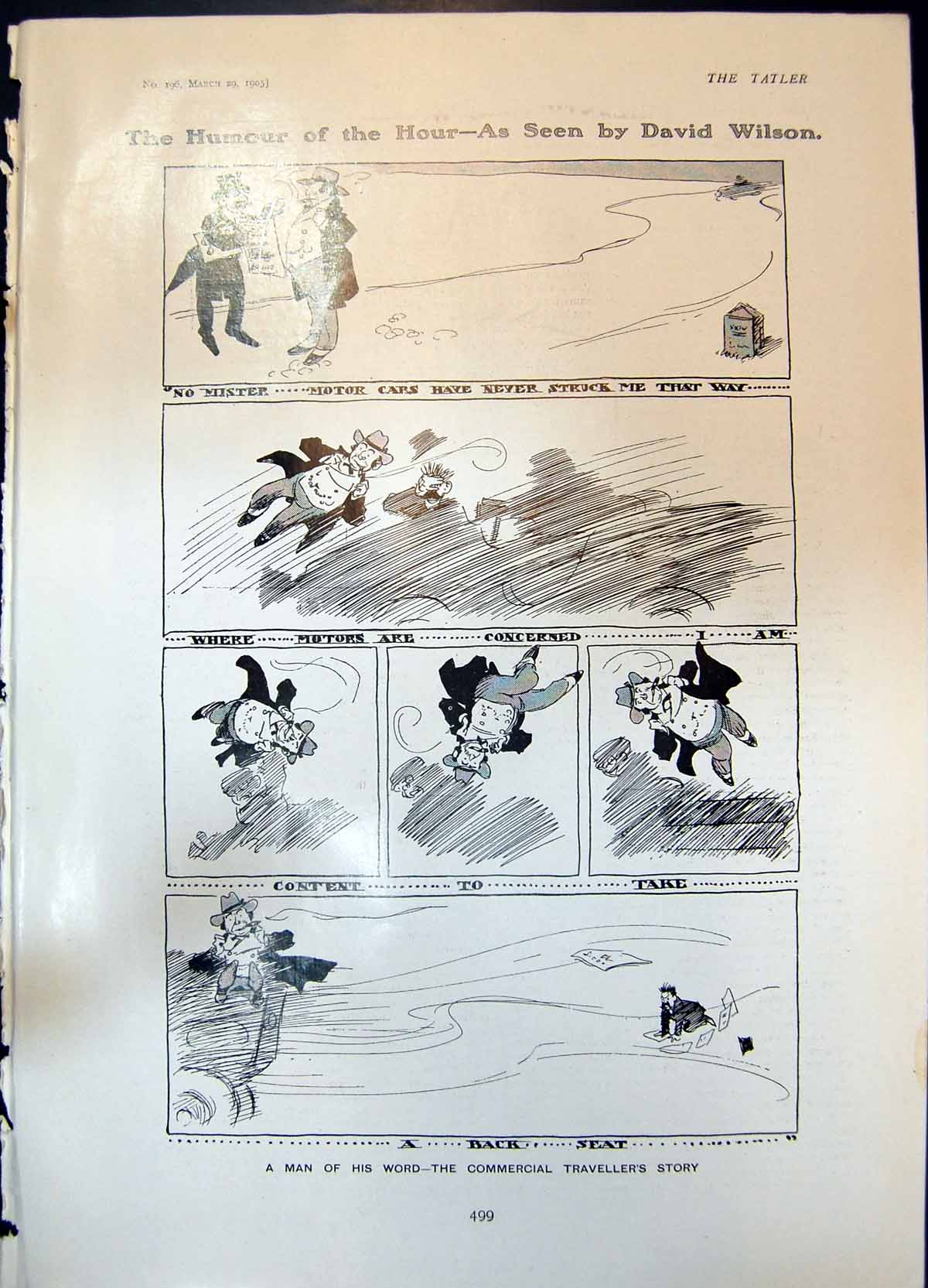 Antique Print Humour David Wilson Man Word Commercial Traveller Dress 1905 20th