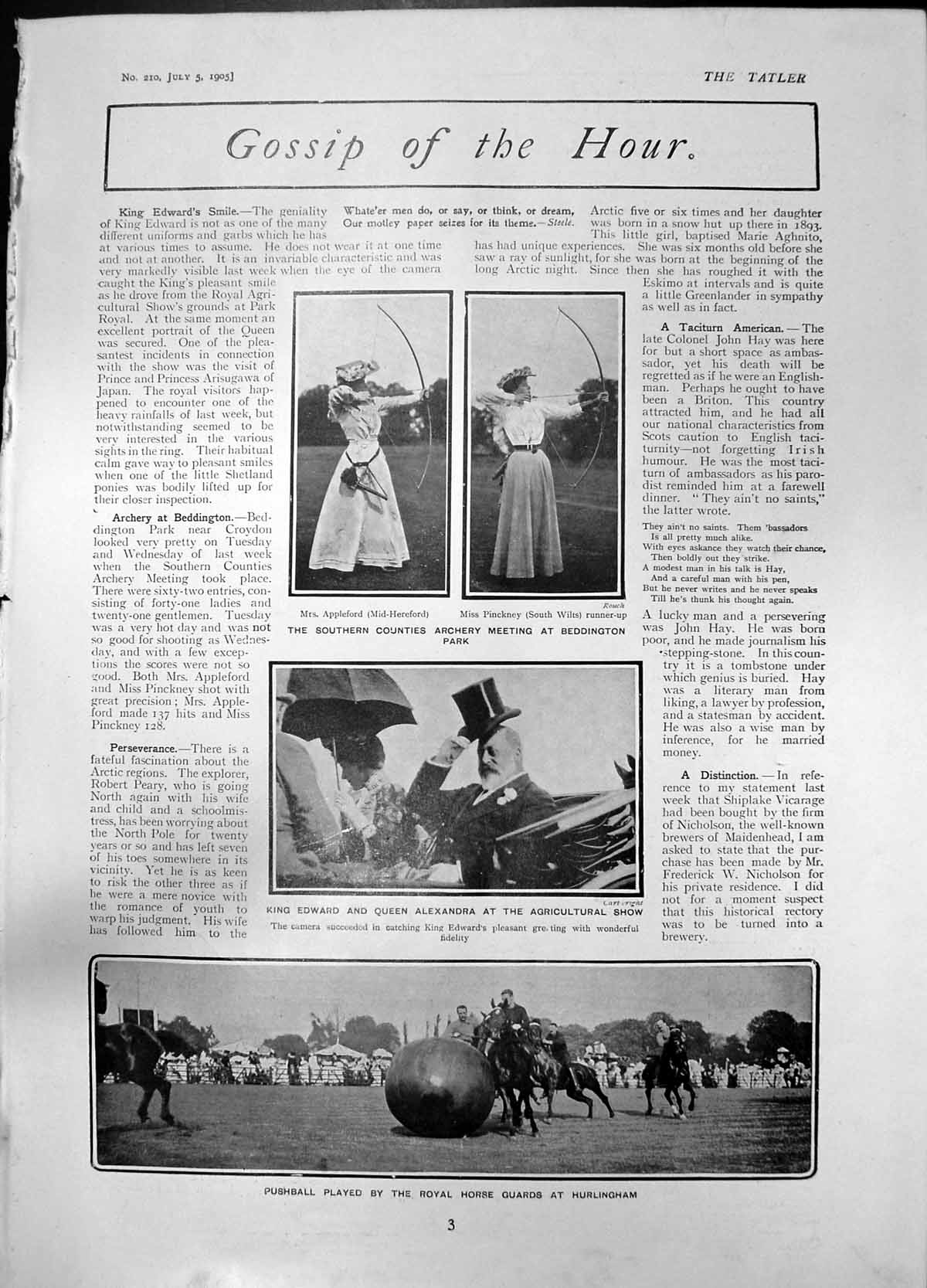 Antique Print King Edward Queen Alexandra Show Earl Countess Aberdeen 1905 20th