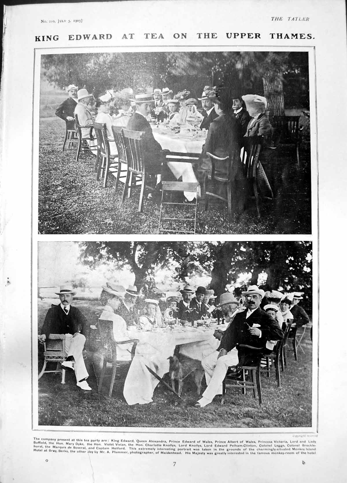 Antique Print King Edward Tea Thames Margaret Halstan Hartmann Morgan 1905 20th
