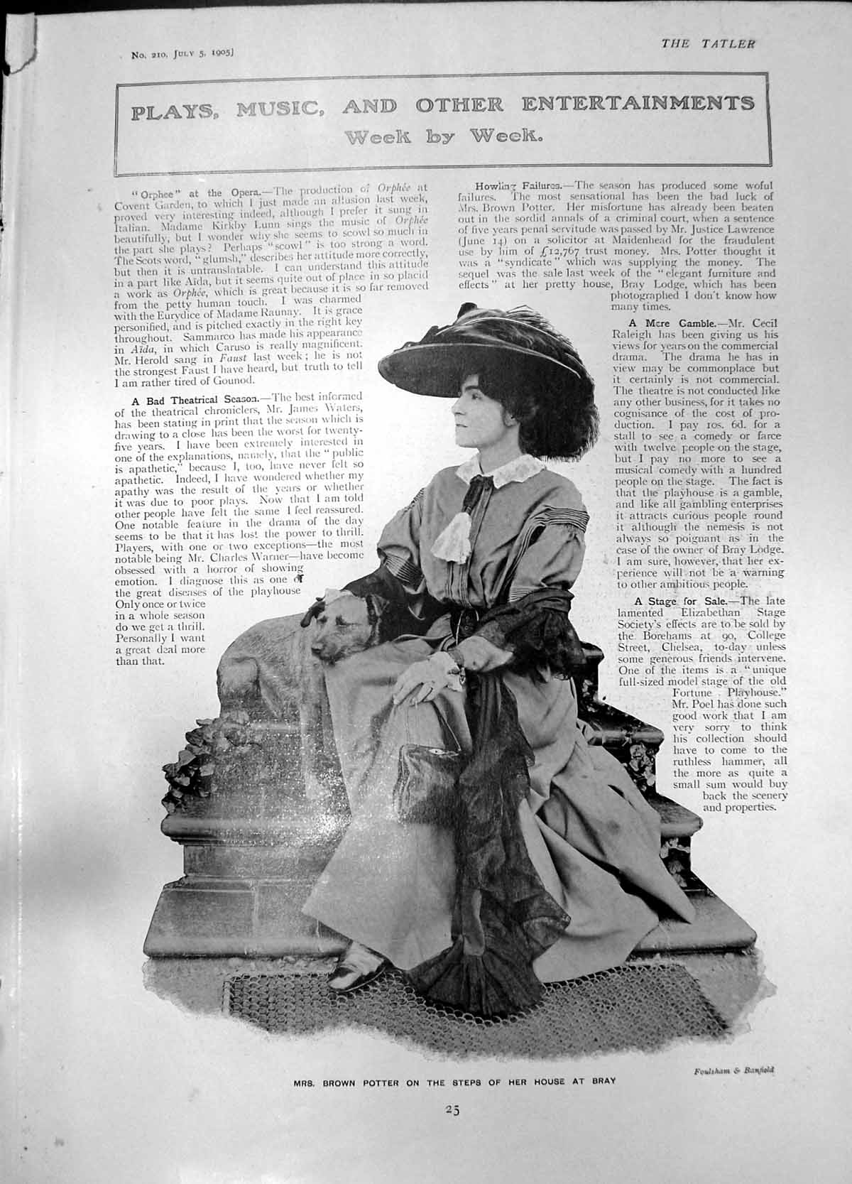 Old Print Mrs Brown Potter Devants Mdlle Bauermeister Albert Visetti 1905 20th