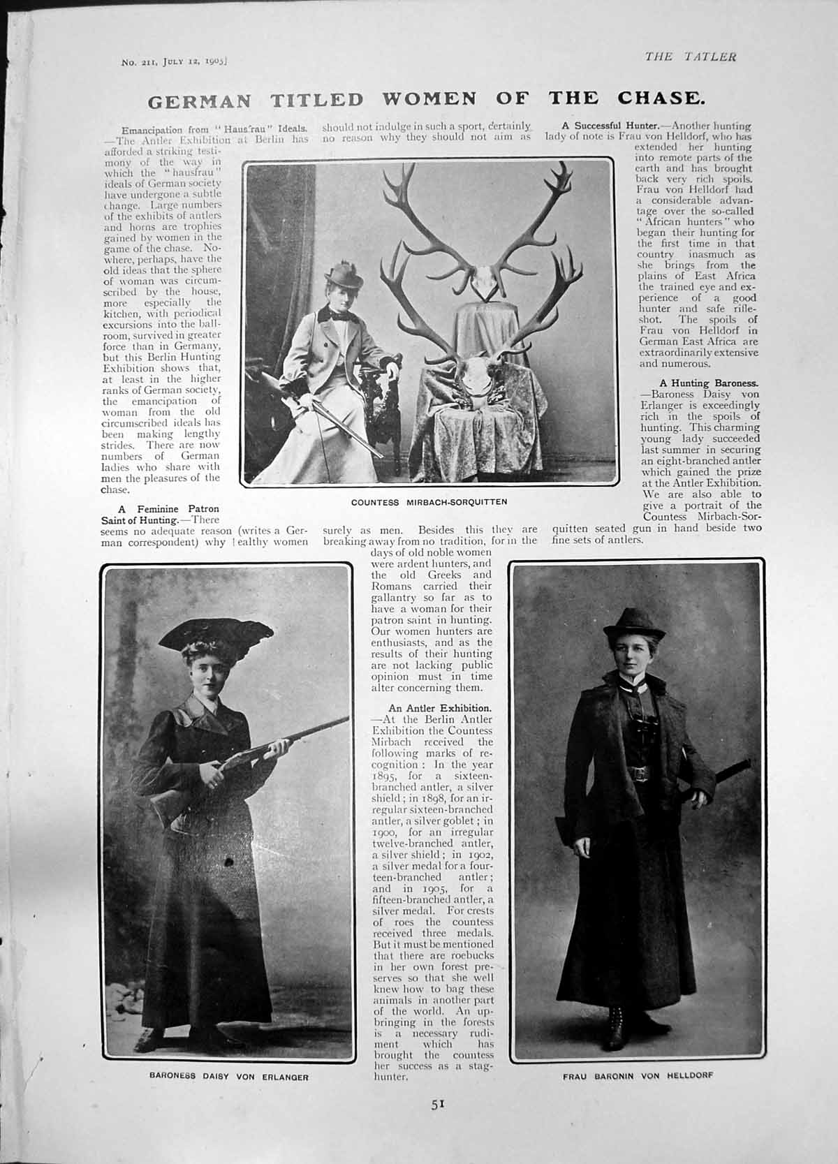 Old German Women Chase Daisy Von Erlanger Sales American Puller-In 19 20th