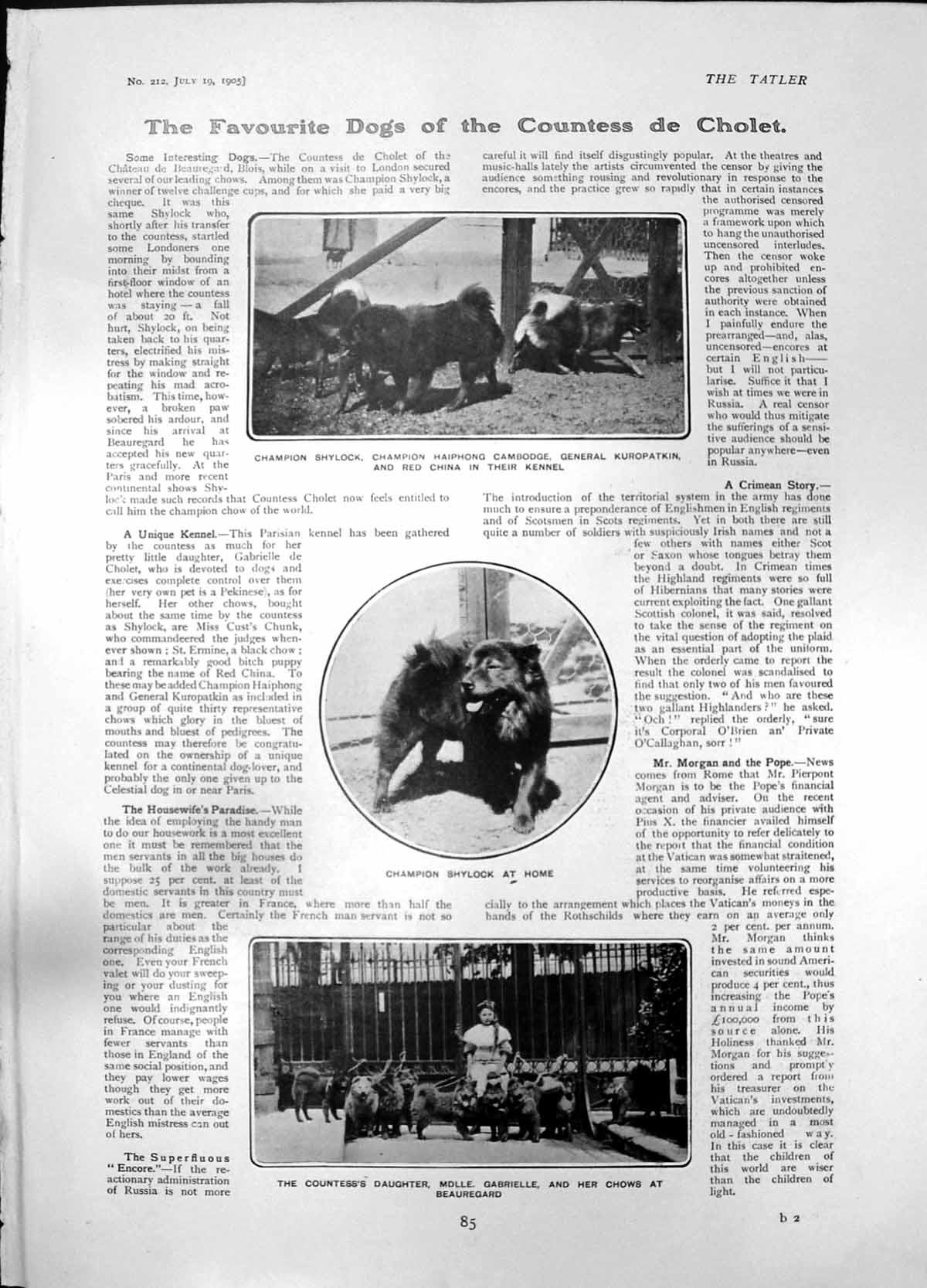 Old Countess De Cholets Dogs Shylock Mdlle Gabrielle Mr Duff Cricket1