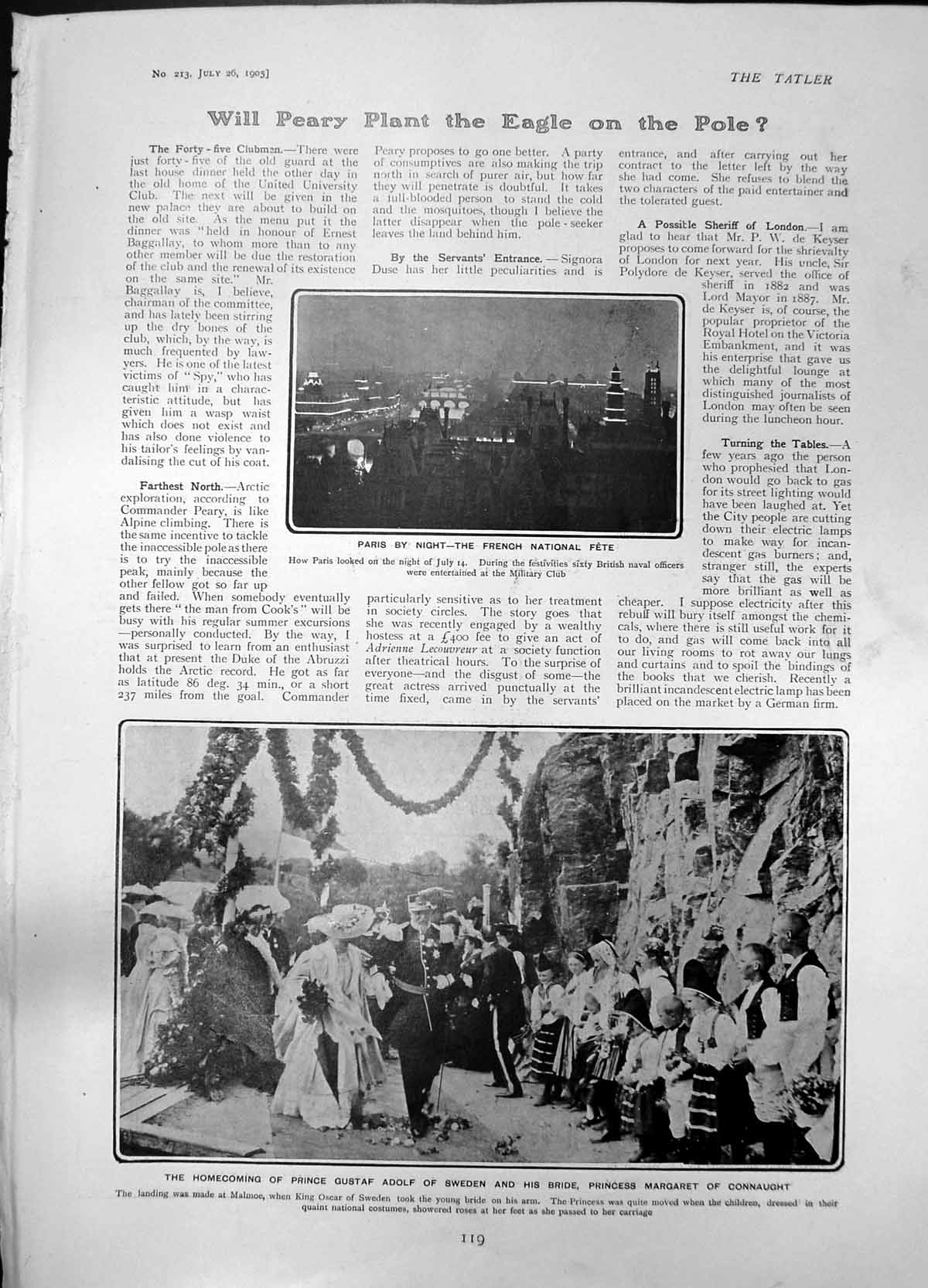 Old Print Homecoming Prince Gustaf Adolf Sweden Bride Dunmow Flitch 1905 20th