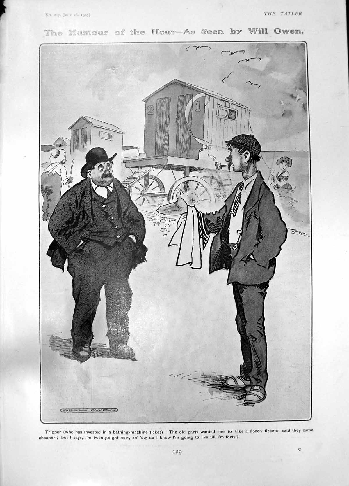 Old Humour W Owen Tripper Bathing Machine Ticket Brutalities Cricket1